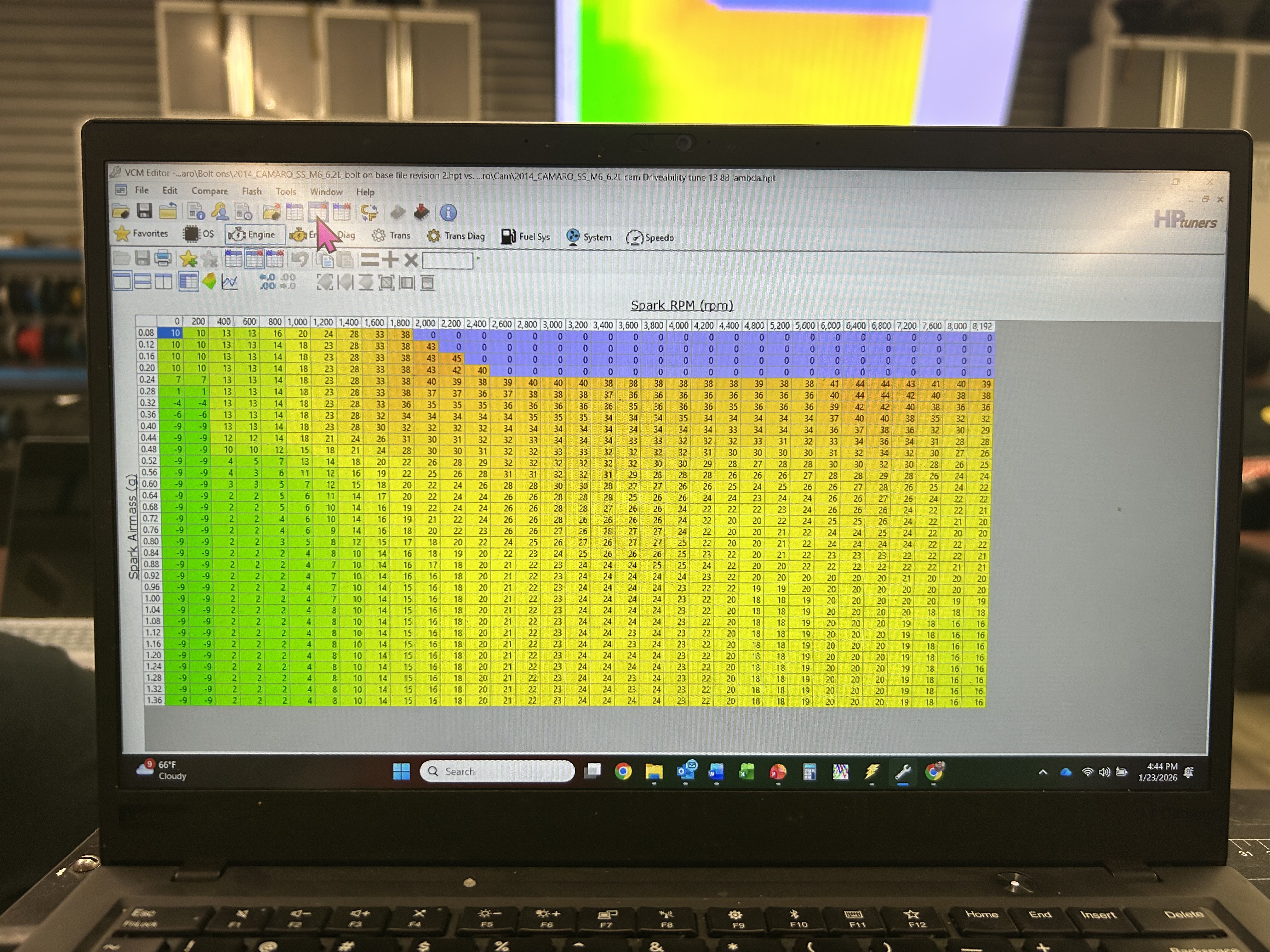 HP Tuners tuning session at Hennessey